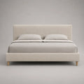 Lit double rembourré en polyester beige 160 × 200 cm avec tête de lit et sommier à lattes
