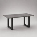 Table à manger rectangulaire 6 personnes en MDF et acier, gris et noir, 140 × 80 × 75 cm