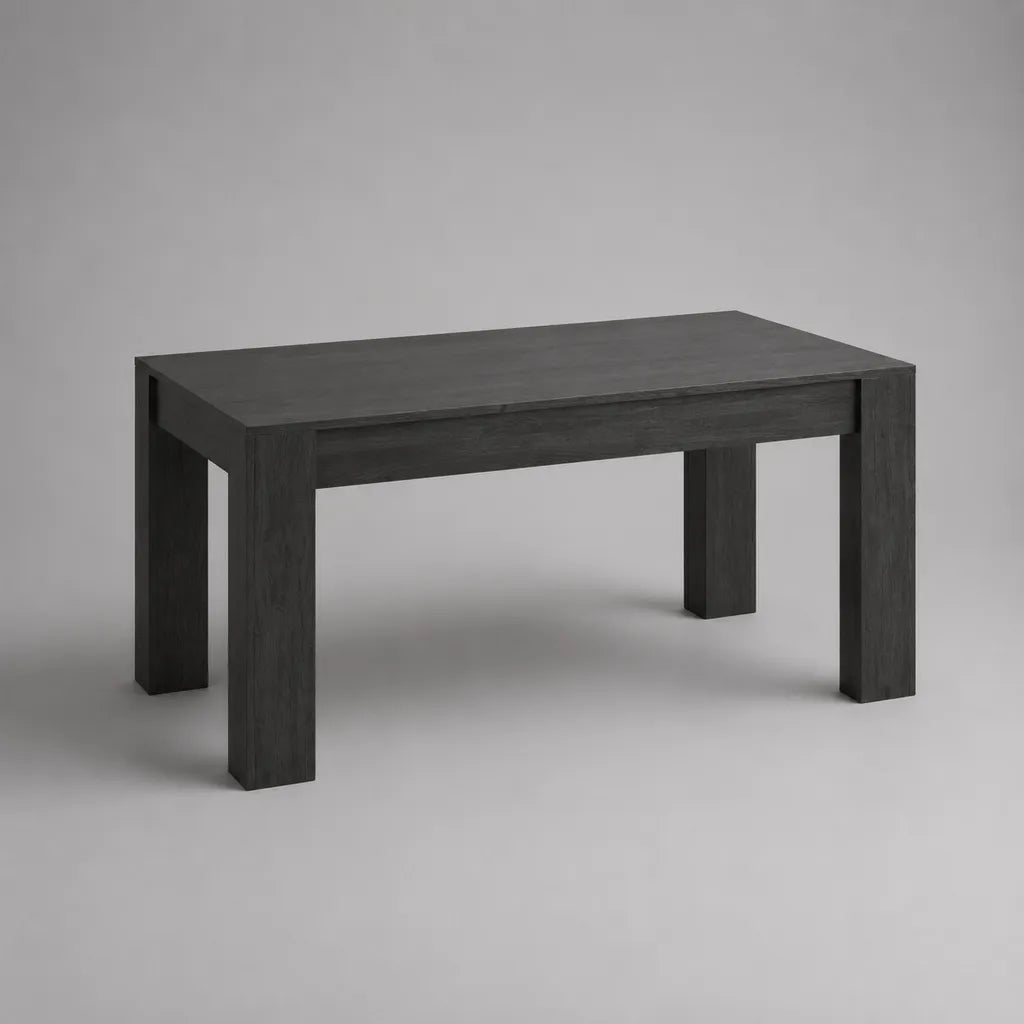 Table à manger rectangulaire 4 personnes en panneaux de particules mélaminés gris anthracite, 120 × 70 × 75 cm