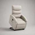 Fauteuil releveur électrique inclinable 1 place en tissu chenille beige clair, dossier haut, 75 × 92 × 108 cm