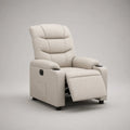 Fauteuil relax manuel en microfibre polyester beige clair avec repose-pieds, dossier haut et 2 porte-gobelets, 89 × 92 × 105 cm