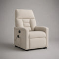 Fauteuil relax électrique en tissu bouclé beige à dossier haut, 76 × 91 × 105 cm