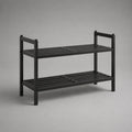 Meuble à chaussures en acier noir à 2 niveaux, 80 × 30 × 55 cm