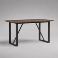 Table à manger rectangulaire 140 × 80 × 75 cm, plateau en panneau de particules brun noyer et structure en acier noir